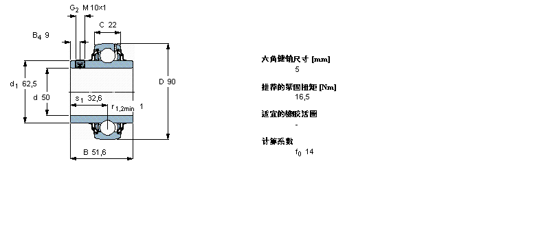 SKF Y-轴承, 带平头螺钉锁定的, YAR 2-2RFYAR210-2RF样本图片