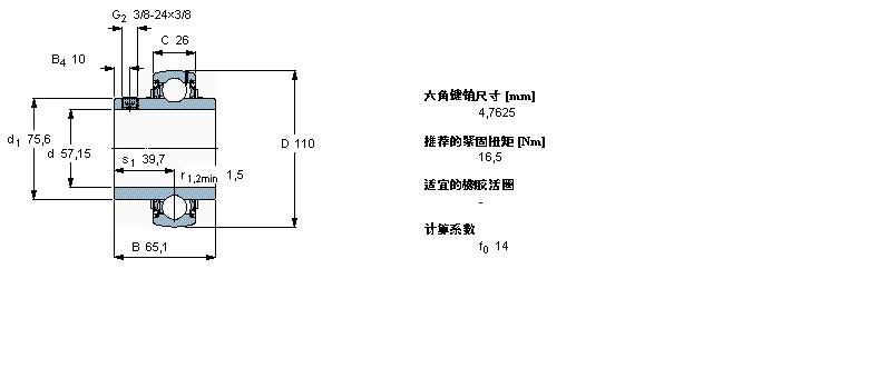 SKF Y-轴承, 带平头螺钉锁定的, YAR 2-2FYAR212-204-2F样本图片