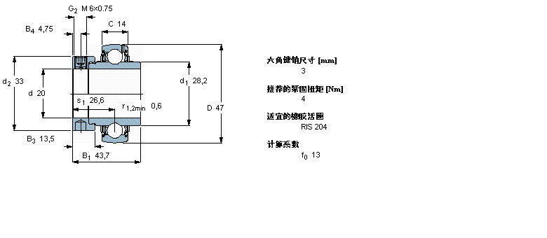 SKF Y-轴承, 带偏心锁定环的, YEL 2-2FYEL204-2F样本图片