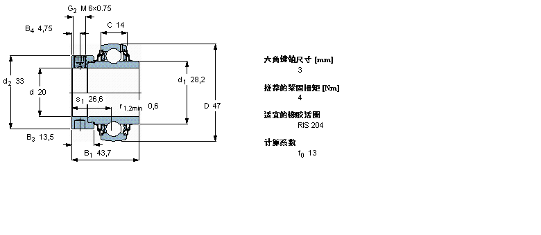 SKF Y-轴承, 带偏心锁定环的, YEL 2-2RF/VL065YEL204-2RF/VL065样本图片