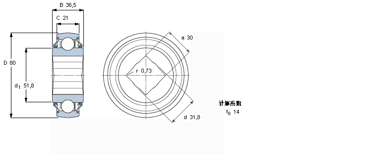 SKF Y-轴承, 带六角或方形孔YQC208-102CW样本图片