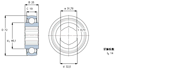 SKF Y-轴承, 带六角或方形孔YHC207-104-2LS8W/VT357样本图片