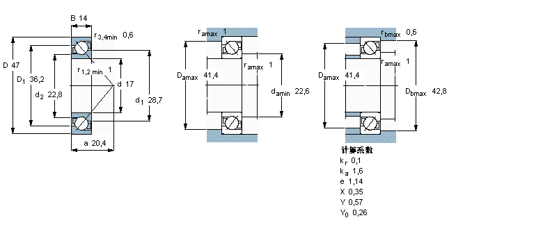 SKF 角接触球轴承, 单列7303BECBP样本图片