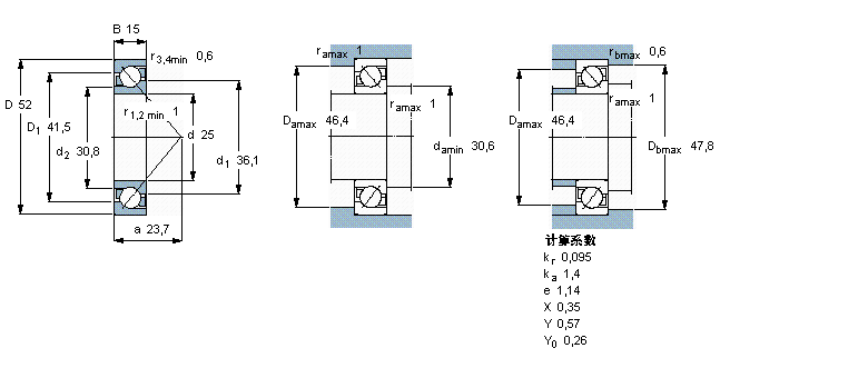 SKF 角接触球轴承, 单列7205BECBM样本图片