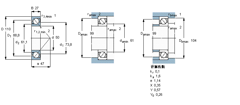 SKF 角接触球轴承, 单列7310BECBJ样本图片