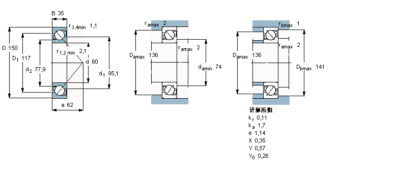 SKF 角接触球轴承, 单列7412BGAM样本图片