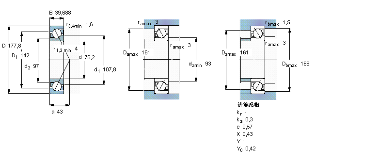 SKF 角接触球轴承, 单列, 英制轴承AMS24ABP样本图片