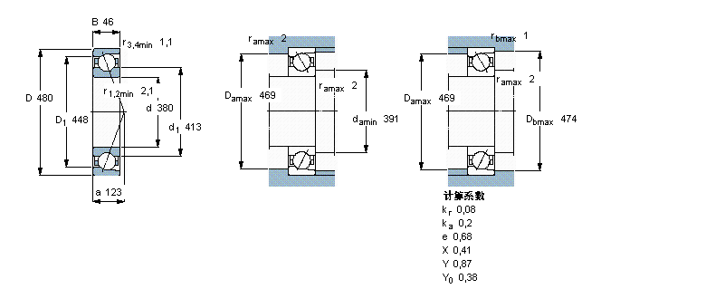 SKF 角接触球轴承, 单列71876ACGAMB样本图片