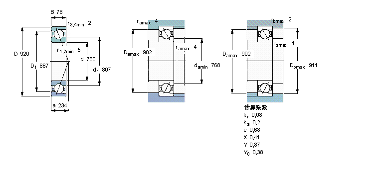 SKF 角接触球轴承, 单列718/750ACMB样本图片