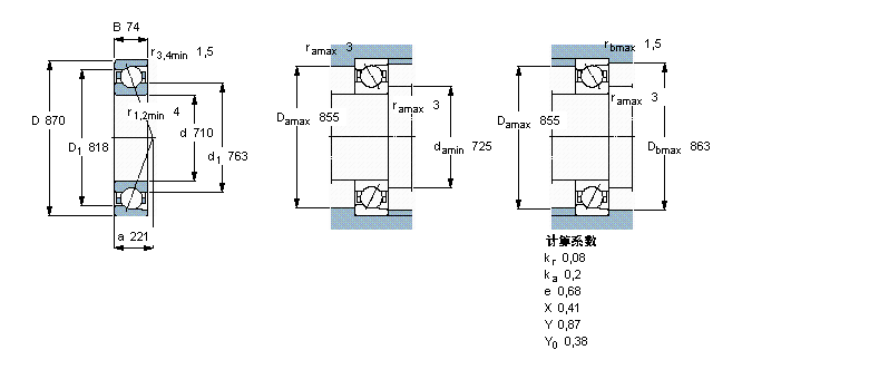 SKF 角接触球轴承, 单列718/710ACMB样本图片