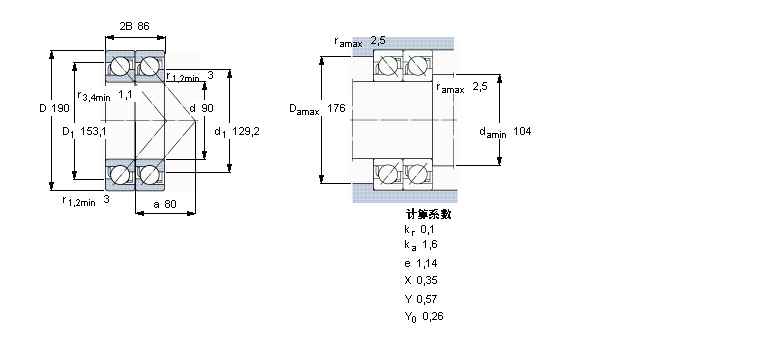 SKF 角接触球轴承, 单列，用于配对安装, 前后配对2×7318BEGAY样本图片