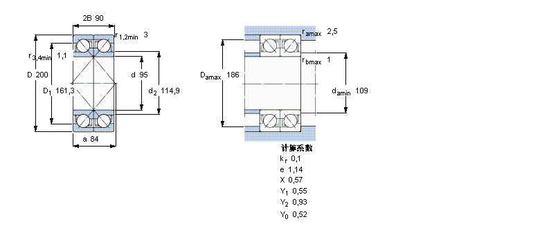 SKF 角接触球轴承, 单列，用于配对安装, 面对面配对2×7319BEGAY样本图片