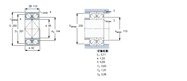SKF 角接触球轴承, 单列，用于配对安装, 面对面配对2×7419GAM样本图片
