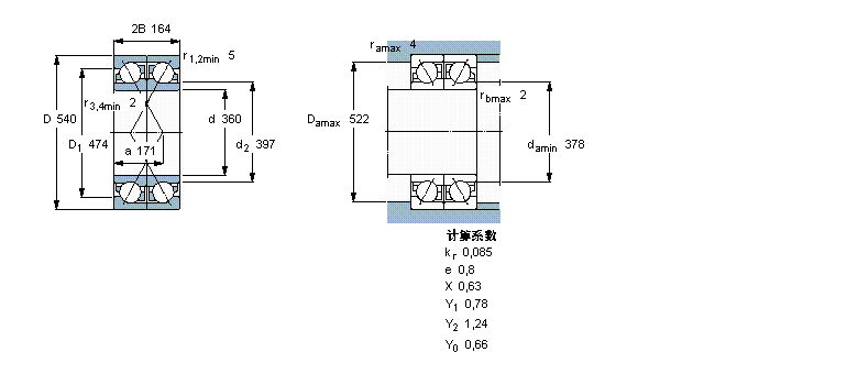 SKF 角接触球轴承, 单列，用于配对安装, 面对面配对2×7072AGM样本图片