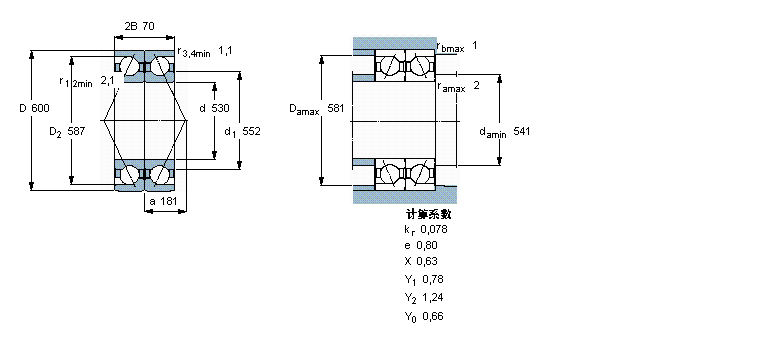 SKF 角接触球轴承, 单列，用于配对安装, 背对背配对BA2B309492样本图片