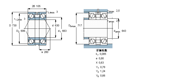 SKF 角接触球轴承, 单列，用于配对安装, 背对背配对BA2B311635样本图片