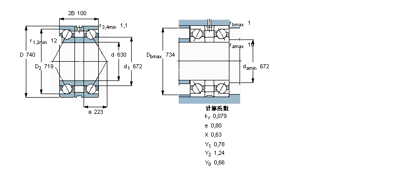 SKF 角接触球轴承, 单列，用于配对安装, 背对背配对BA2B311686样本图片