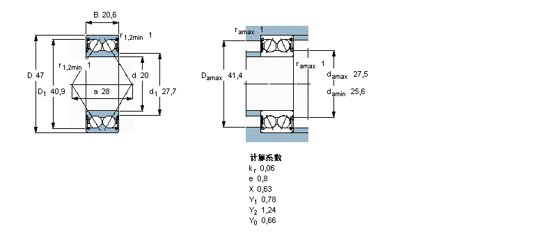 SKF 角接触球轴承, 双列, 两面密封件3204A-2RS1TN9/MT33样本图片