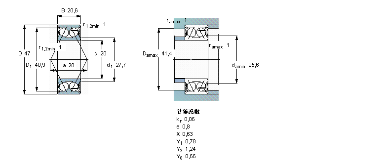 SKF 角接触球轴承, 双列, 两面防尘罩3204A-2Z/MT33样本图片