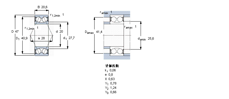 SKF 角接触球轴承, 双列, 两面密封件3204A-2RS1/MT33样本图片