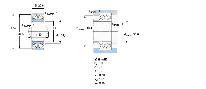 SKF 角接触球轴承, 双列, 无密封件5205A样本图片