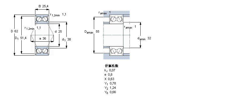 SKF 角接触球轴承, 双列, 无密封件5305A样本图片