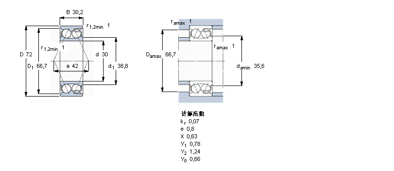 SKF 角接触球轴承, 双列, 无密封件5306E样本图片
