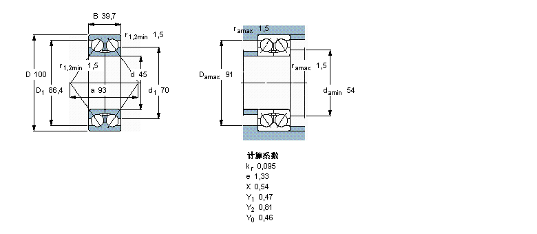 SKF 角接触球轴承, 双列, 无密封件, 两部份内圈3309DMA样本图片