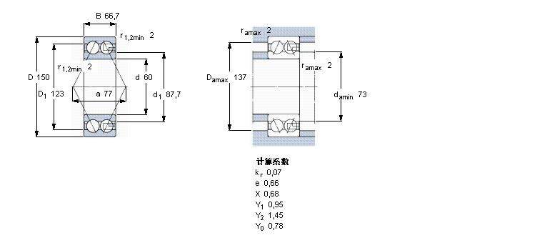 SKF 角接触球轴承, 双列, 无密封件5412A样本图片