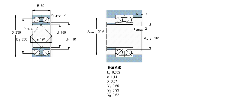 SKF 角接触球轴承, 双列, 无密封件, 两部份外圈305283DA样本图片