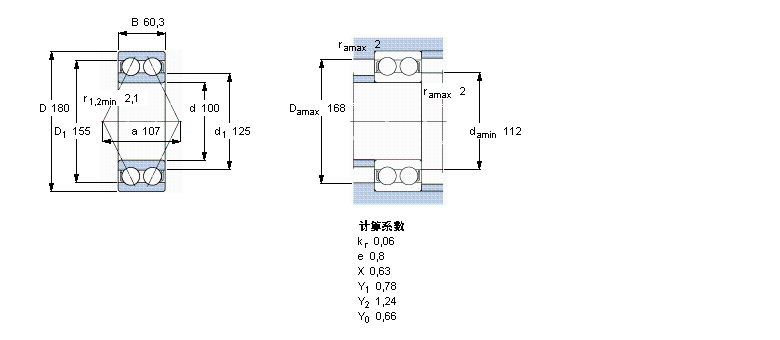 SKF 角接触球轴承, 双列, 无密封件5220A样本图片