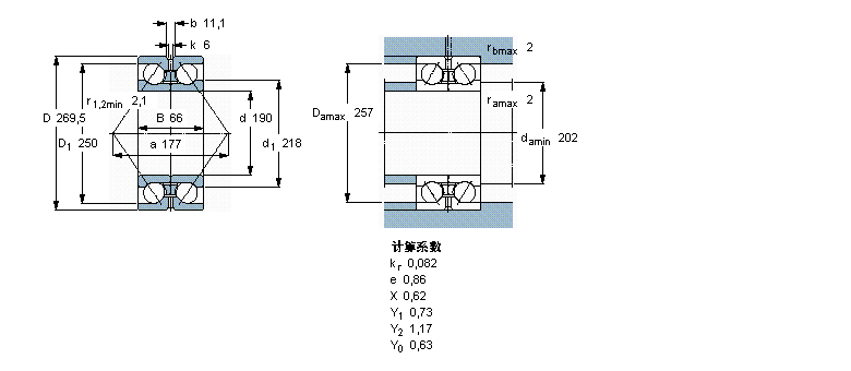 SKF 角接触球轴承, 双列, 无密封件, 两部份内圈305338DA样本图片