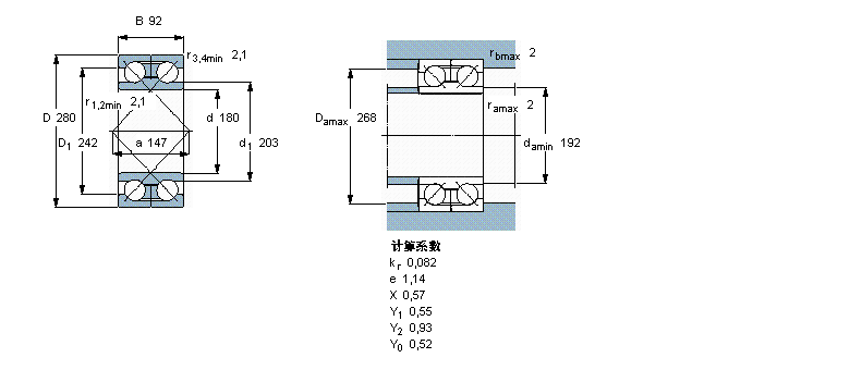 SKF 角接触球轴承, 双列, 无密封件, 两部份外圈305172B样本图片