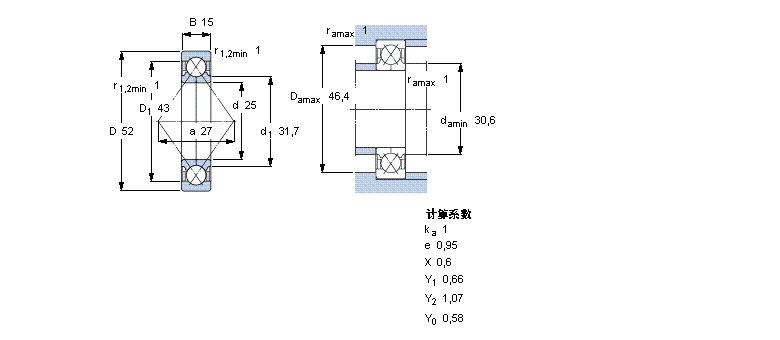 SKF 角接触球轴承, 四点接触球轴承QJ205MA样本图片