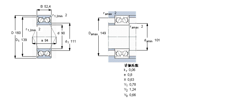 SKF 角接触球轴承, 双列, 含Solid Oil3218A/W64样本图片