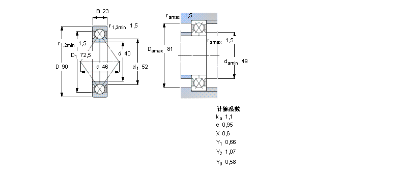 SKF 角接触球轴承, 四点接触球轴承QJ308MA样本图片