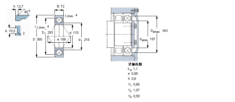 SKF 角接触球轴承, 四点接触球轴承QJ334N2MA样本图片