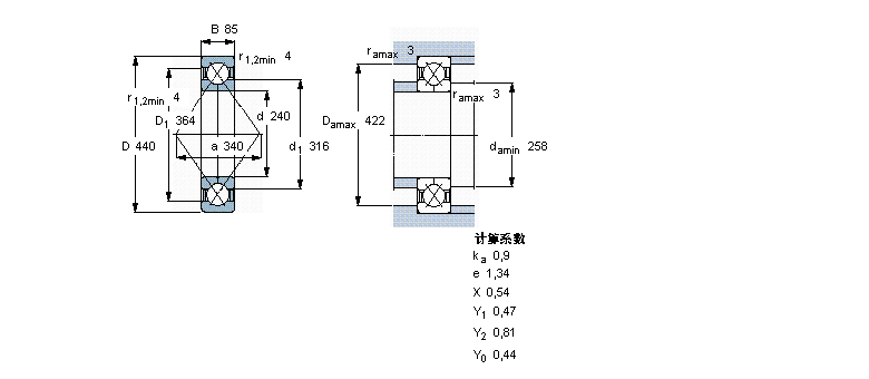SKF 角接触球轴承, 四点接触球轴承QJ1248MA/344524样本图片