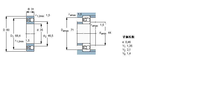 SKF 自调心球轴承, 圆柱孔和圆锥孔, 圆柱型内孔, 无密封件2307ETN9样本图片