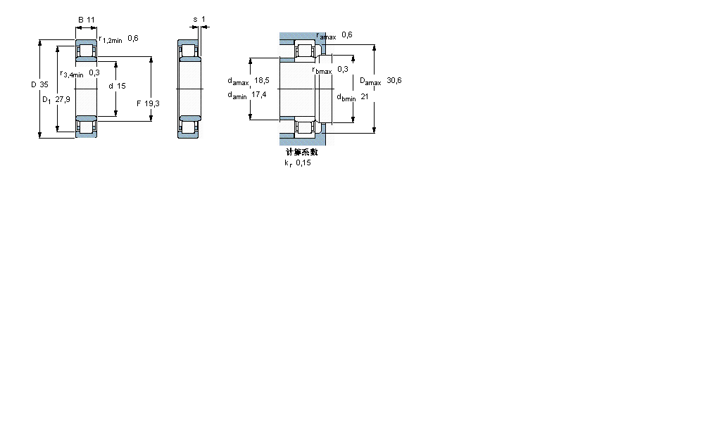 SKF 圆柱滚子轴承, 单列, NU 设计NU202ECPHA样本图片