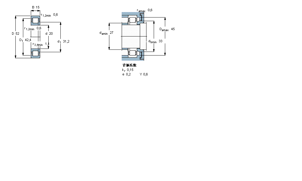 SKF 圆柱滚子轴承, 单列, NUP 设计NUP304ECP样本图片
