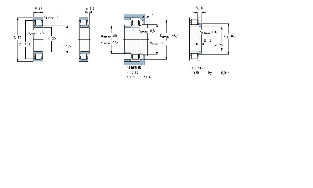 SKF 圆柱滚子轴承, 单列, NU 设计NU205ECP样本图片