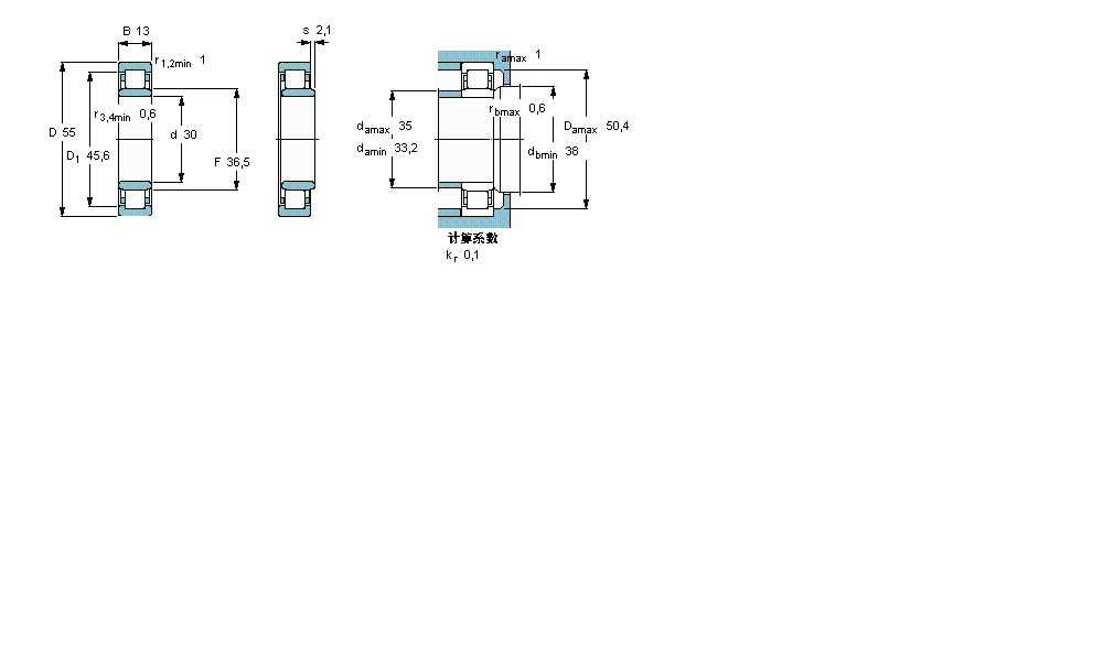 SKF 圆柱滚子轴承, 单列, NU 设计NU1006样本图片