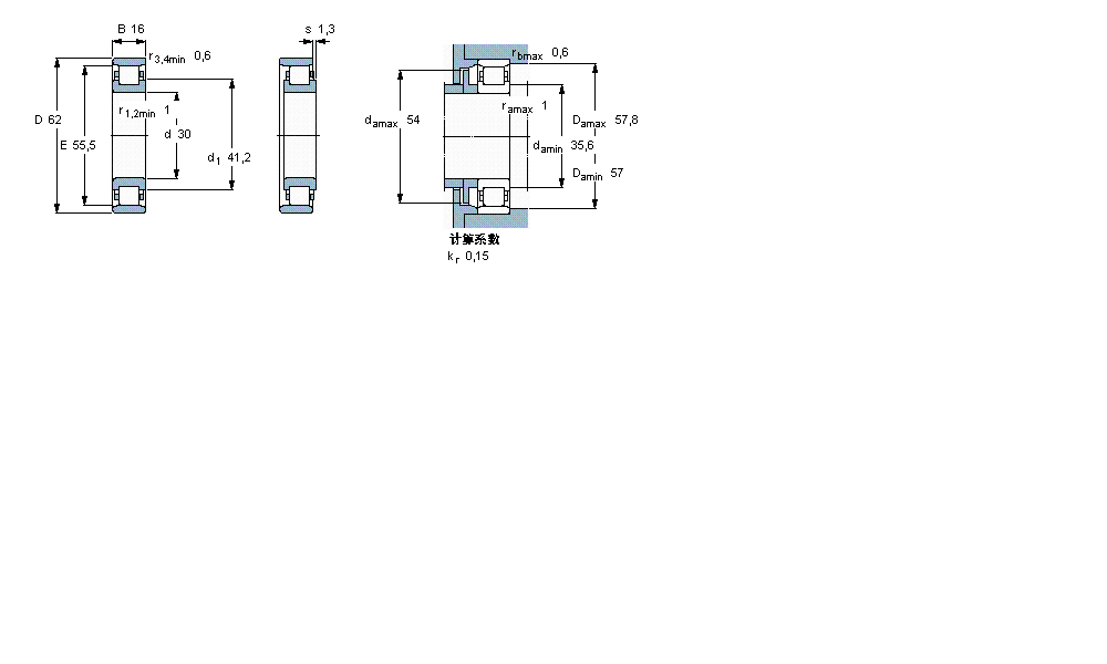 SKF 圆柱滚子轴承, 单列, N 设计N206ECP样本图片