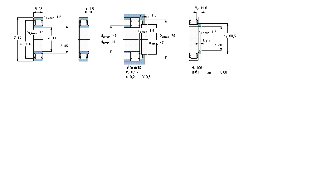 SKF 圆柱滚子轴承, 单列, NU 设计NU406样本图片