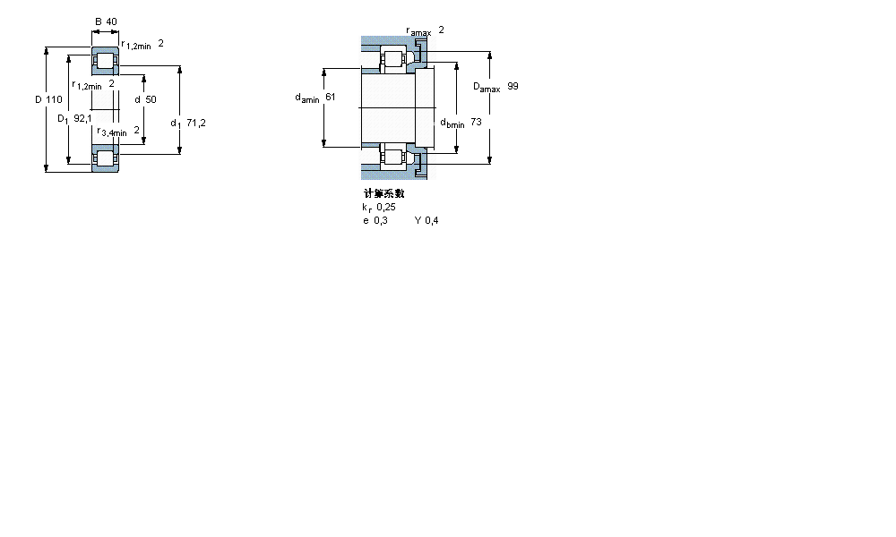 SKF 圆柱滚子轴承, 单列, NUP 设计NUP2310ECML样本图片
