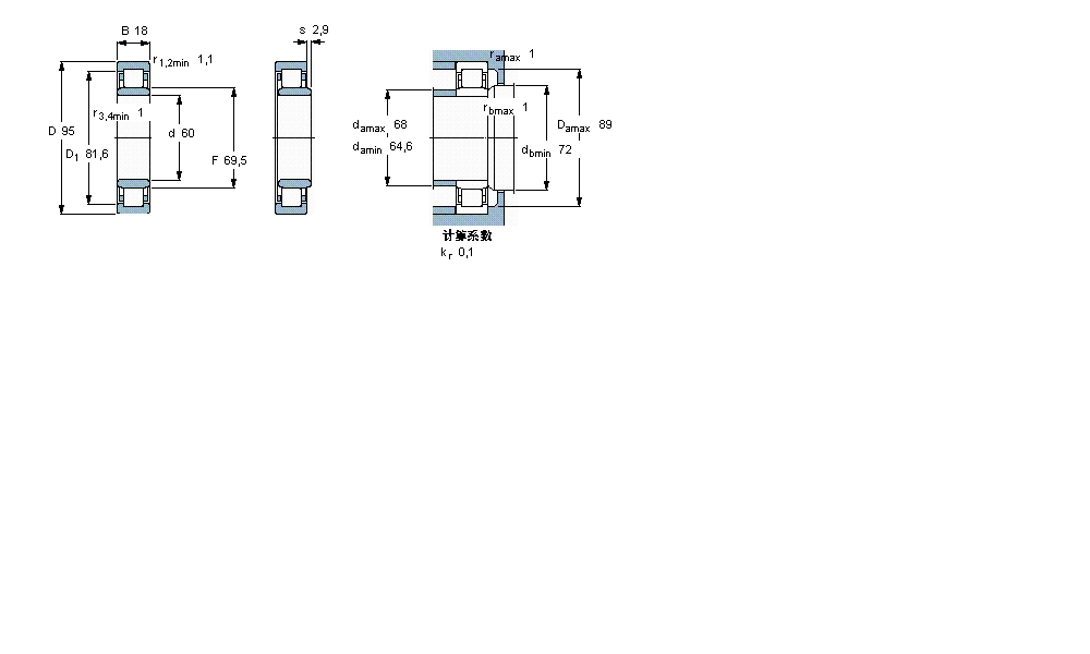 SKF 圆柱滚子轴承, 单列, NU 设计NU1012ML样本图片