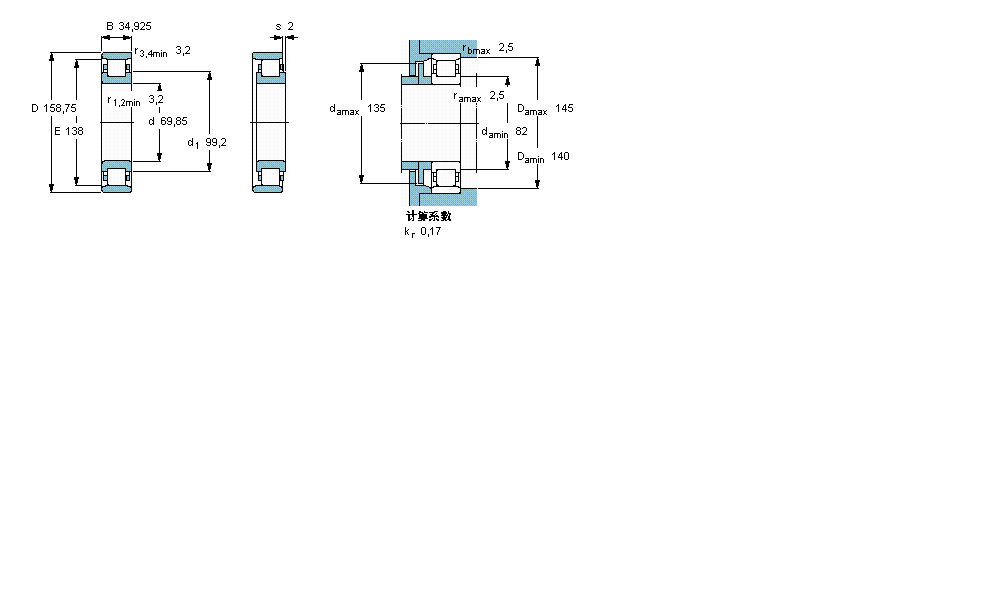 SKF 圆柱滚子轴承, 单列, N 设计, 英制轴承CRM22A样本图片