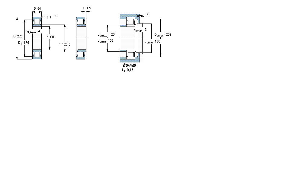 SKF 圆柱滚子轴承, 单列, NU 设计NU418样本图片