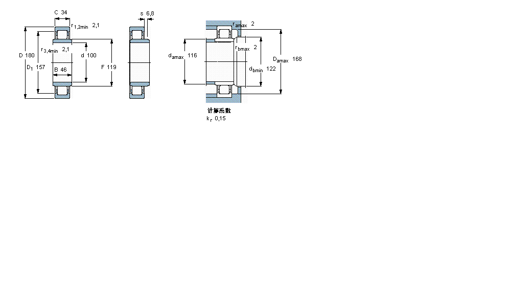 SKF 圆柱滚子轴承, 单列, NUB 设计NUB220ECJ样本图片